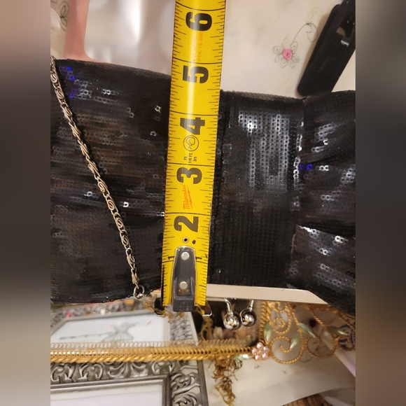 Sale VINTAGE LULU TOWNSEND evening formal dressy sequined bow clamshell purse - Picture 5 of 9